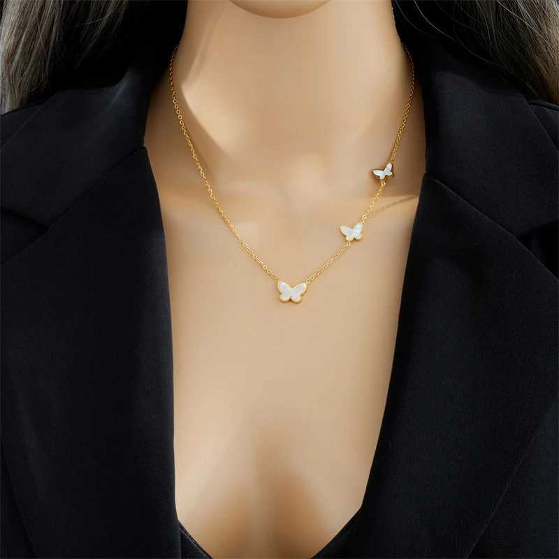 DIEYURO 316L Stainless Steel Butterfly Pendant Necklace For Women Girl New Trend Clavicle Chain Nonfading Jewelry Gifts Collier V251022
