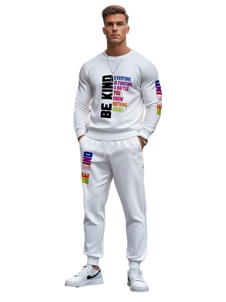 Men's Brown Knitted Cotton Blend Long Sleeve Round Neck Sweatshirt Ankle-Length Casual Outdoor Comfortable T-Shirt - YLWY00190