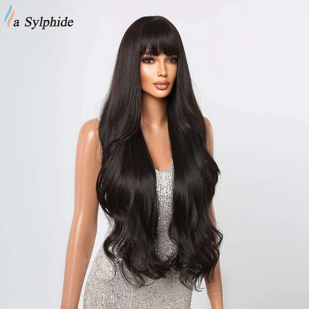 Yiwu Big Wave Bangs Long Curly Hair Platinum Gradient Realistic Atmosphere Synthetic Wig For Women