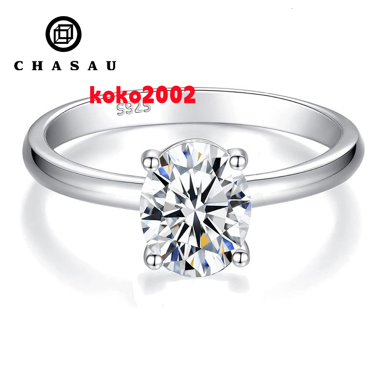 Classic Wedding Anniversary 925 Sterling Silver Solitaire Ring 9mm 2ct 20Carat Oval Cut Moissanite Engagement Rings for Women