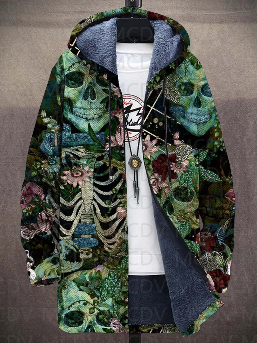 Skull 3D Print Plush Thick LongSleeved Sweater Cardigan Coat Warm Jacket 251020 - view 6