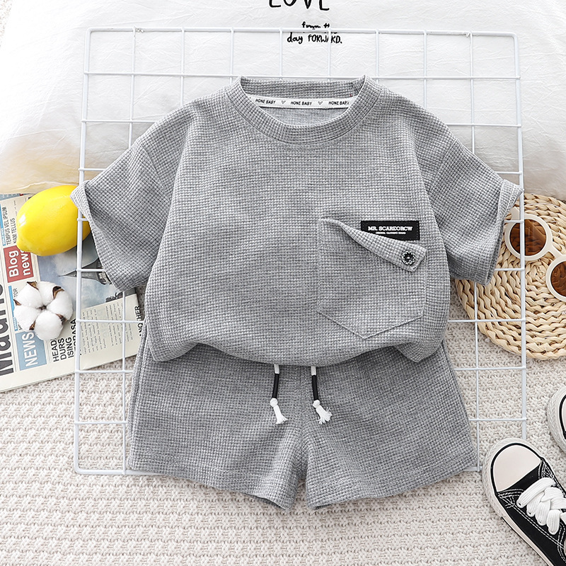 Breathable Cotton 2-Piece Set, Korean Style Baby Summer Outfit, Loose Fit Short Sleeve & Shorts for Newborn to 4T