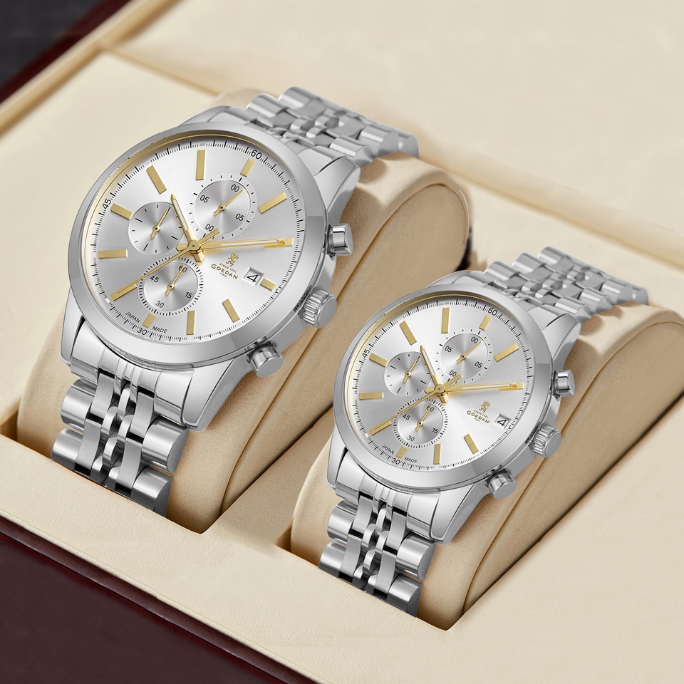 222A Stylish Dual-Gender Chronograph Watch Precision Quartz Motion in a Sleek Metal Frame Suitable for Both Lover Wedding Gift