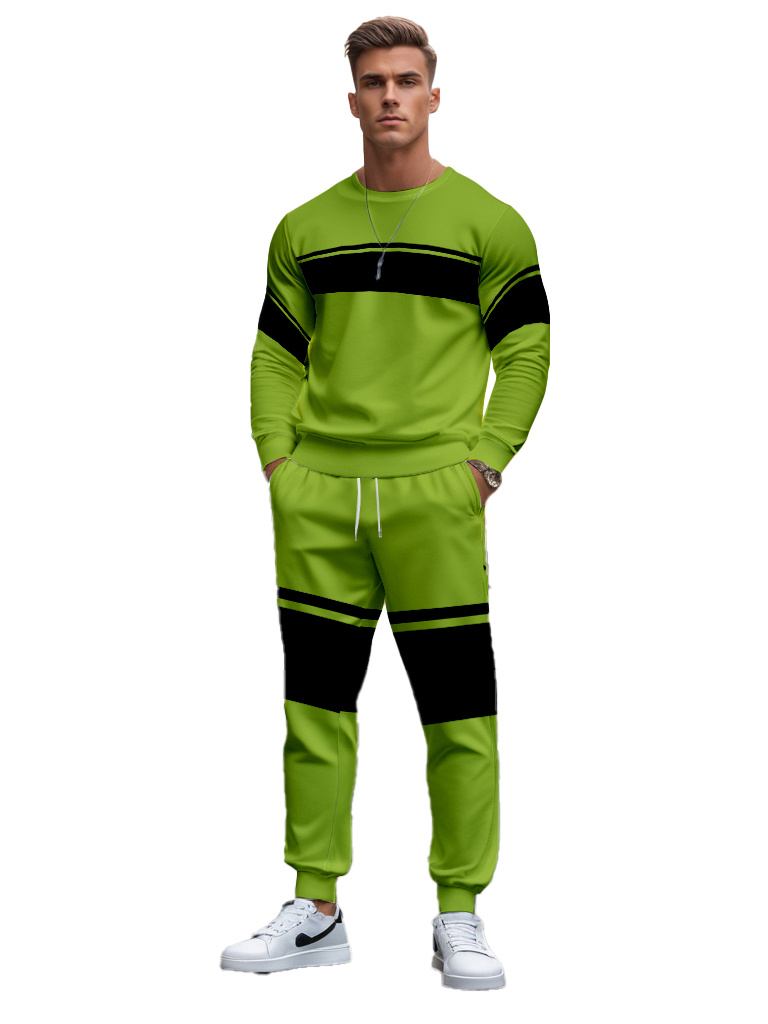 Men's Brown Knitted Cotton Blend Long Sleeve Round Neck Sweatshirt Ankle-Length Casual T-Shirt Comfortable Outdoor Wear - YLWY00158