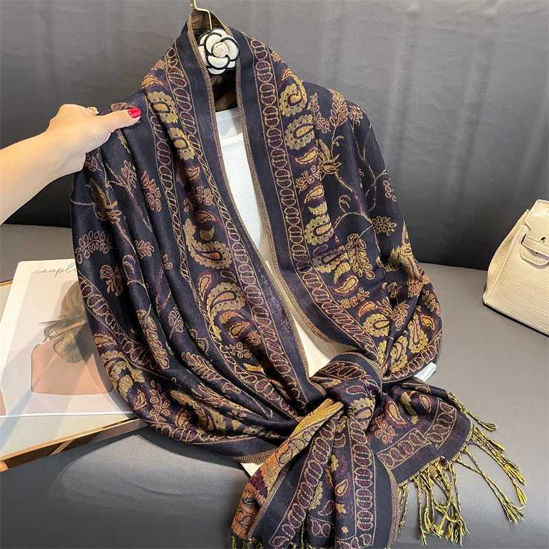Luxury Brand Autumn Cashmere Shawl Lady Wrap Warm Winter Scarves Design Print Female Foulard Cotton Stoles Scarf 2023 J251118