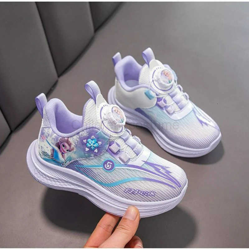 Disney Frozen Children Sneakers For Girls Shoes Princess Elsa Kids Running Leather Student Sports Purple Shoes Size 2738 H251022