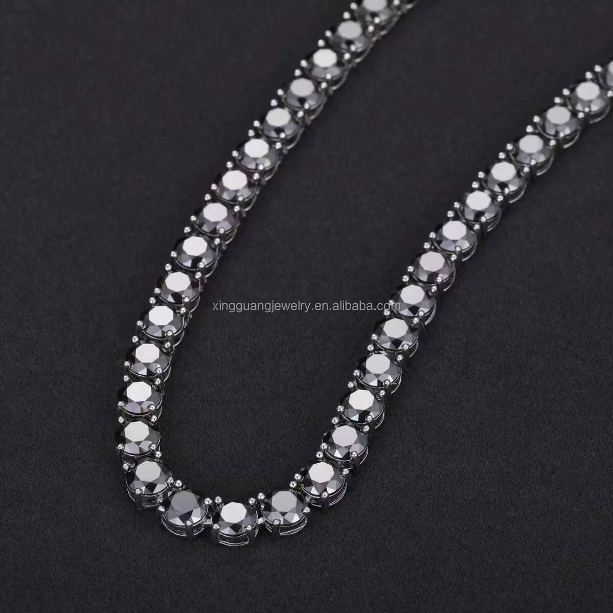 Hot Sale Black Diamond 3mm5mm Moissanite 925 Sterling Silver Black Gold Plated Tennis Bracelet Necklace Tennis Chain Jewelry