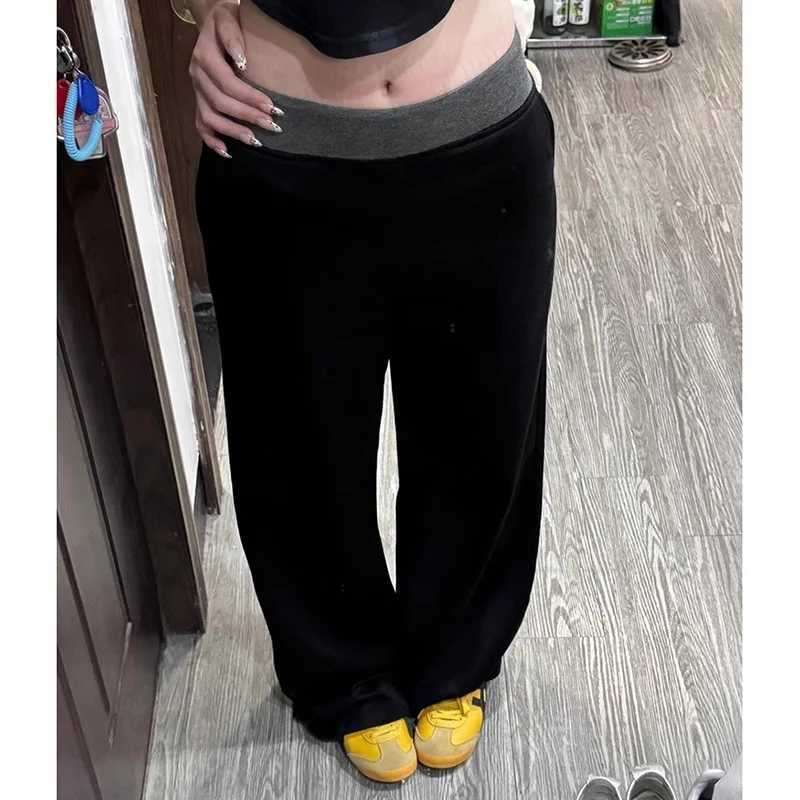 2024 Women Autumn Lazy Style Casual High Waisted Sweatpants Lady Chic Designer Korean Version Outside Daily Wide Leg TrousersT251022