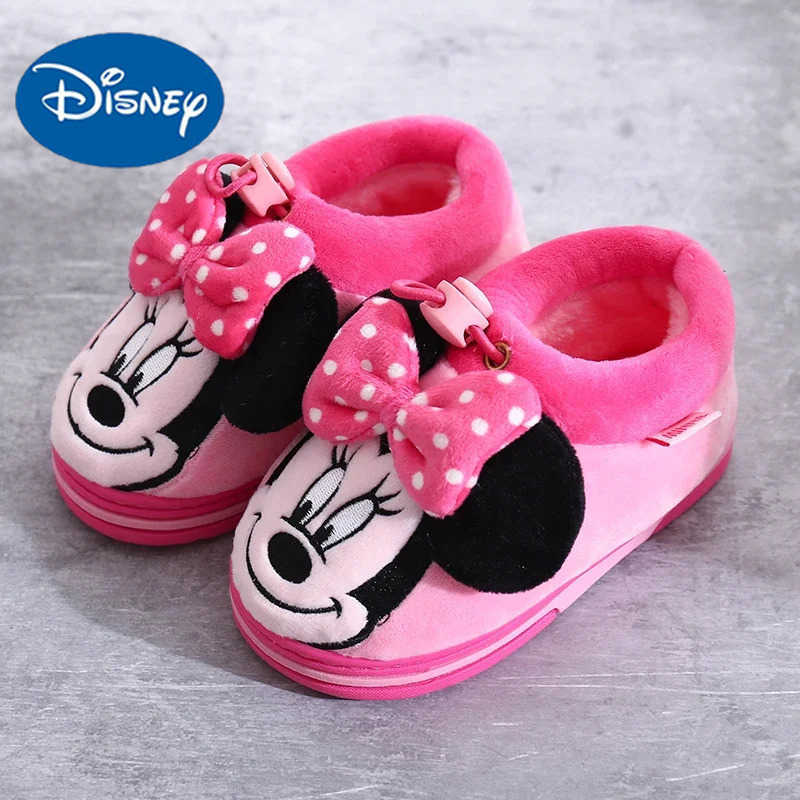 Disney Winter Boys and Girls Lovely Cotton Slippers Mickey mouse Bedroom Household Non slip Childrens Warm Plush Slippers H251022