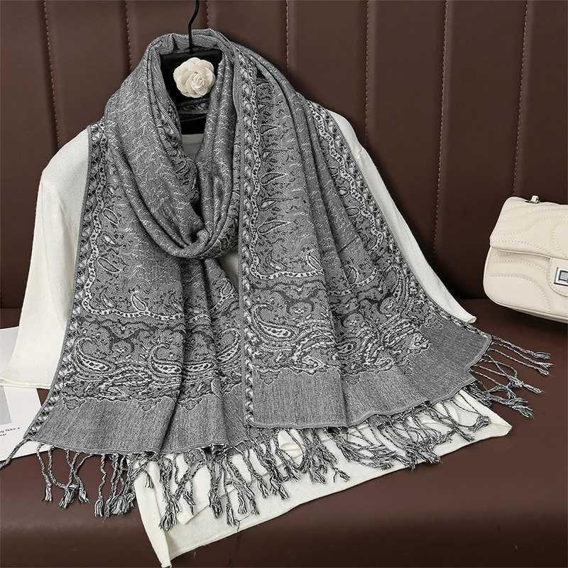 2024 Tassel Blanket Design Thick New Winter Warm Shawl Wrap Cashmere Scarf Women Neckerchief Poncho Stoles J251118