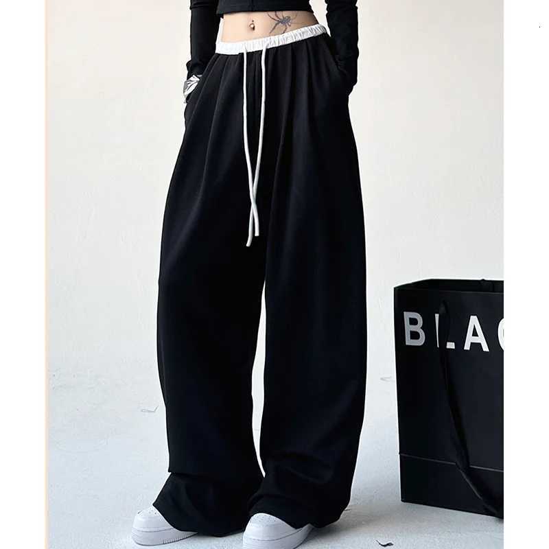 2024 Women Autumn Chic Korean Version Streetwear High Waisted Sweatpants Lady Hip Hop Style Baggy Wide Leg Straight Leg TrousersT251022