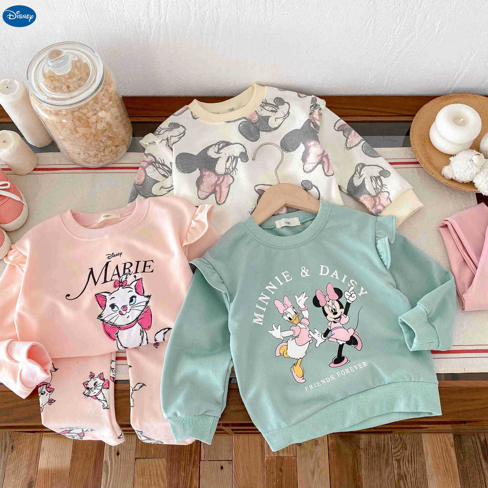 Disney Popular Design 06 Age Girl Clothing Long Sleeve Sweatshirt Set Crewneck Cartoon Cute Toddler Tracksuits Minnie Outfits H251022