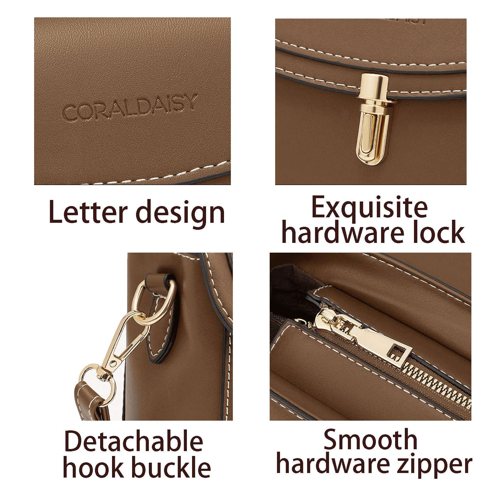 Lady's Messenger Bags, Classic Vintage Crossbody Bag, Flap-over Women's Bag, Casual Work Bag, Brown