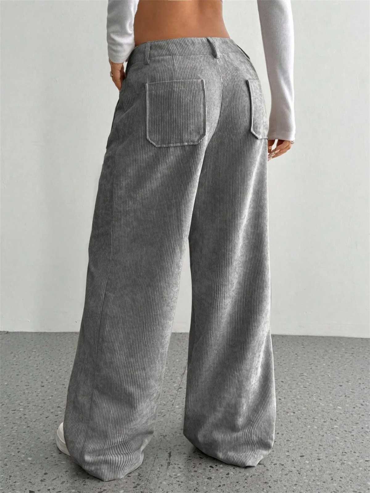 Women Autumn Winter Corduroy Pant Fashion Retro New In Wide Leg Trousers Lady Casual High Waist Solid Pants Street Chic ClothesT251022