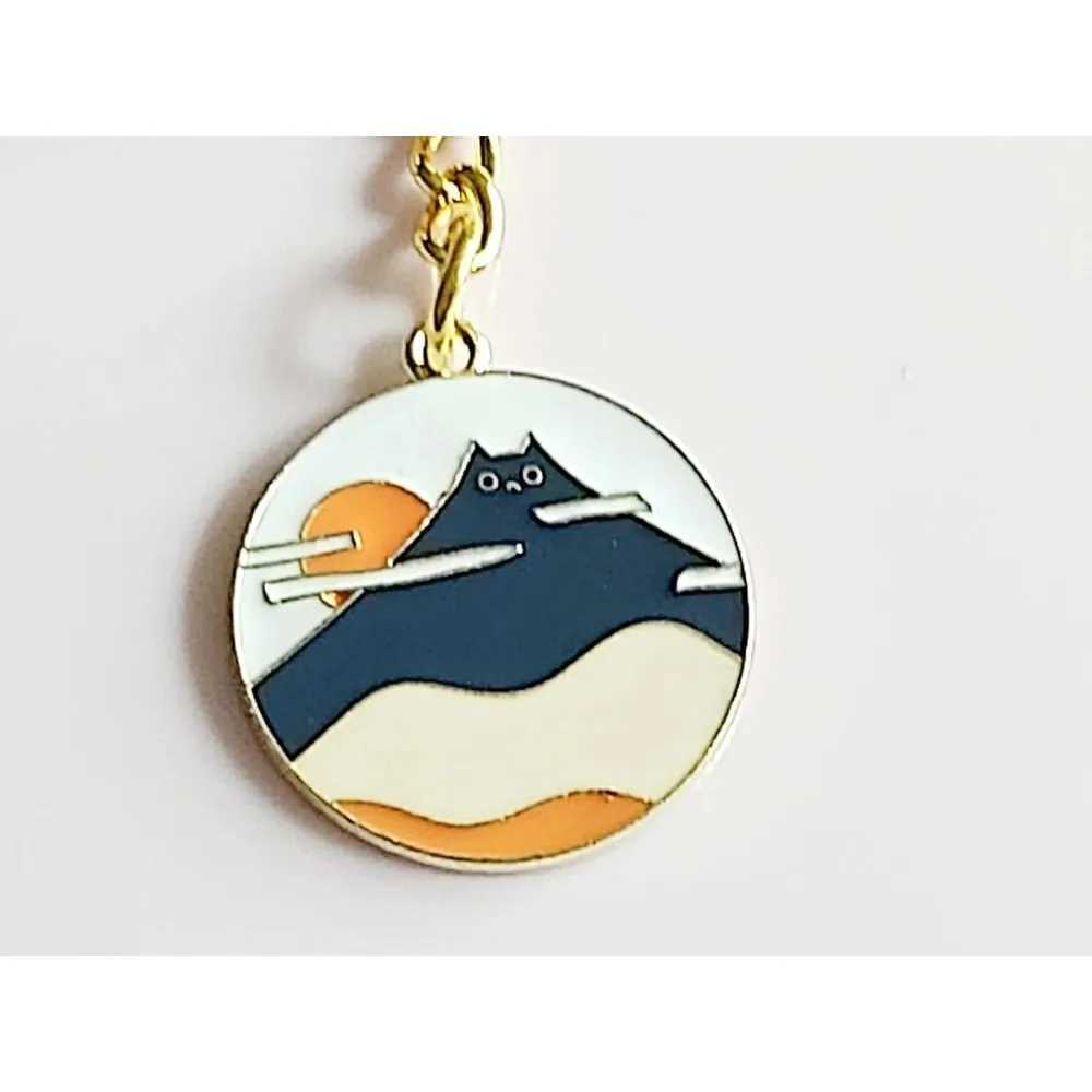 Cute Cat Keychain Enamel Flower Keyring Decor for Garden Cat Lovers Kawaii Bag Charm J251121