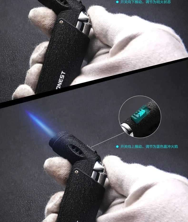 Mini straight into lighter portable metal inflatable open flame lighter wholesale for men NO GAS C251022