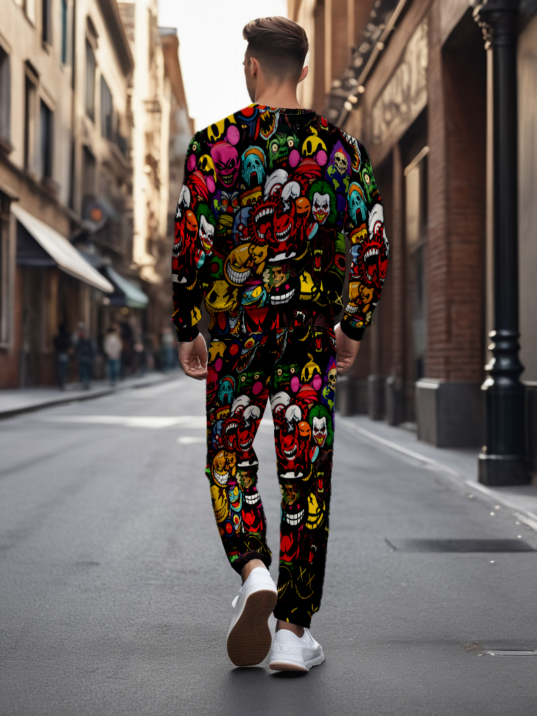 Men's Brown Knitted Cotton Blend Long Sleeve Round Neck Sweatshirt Ankle-Length Casual T-Shirt Comfortable Outdoor Wear - YLWY00171