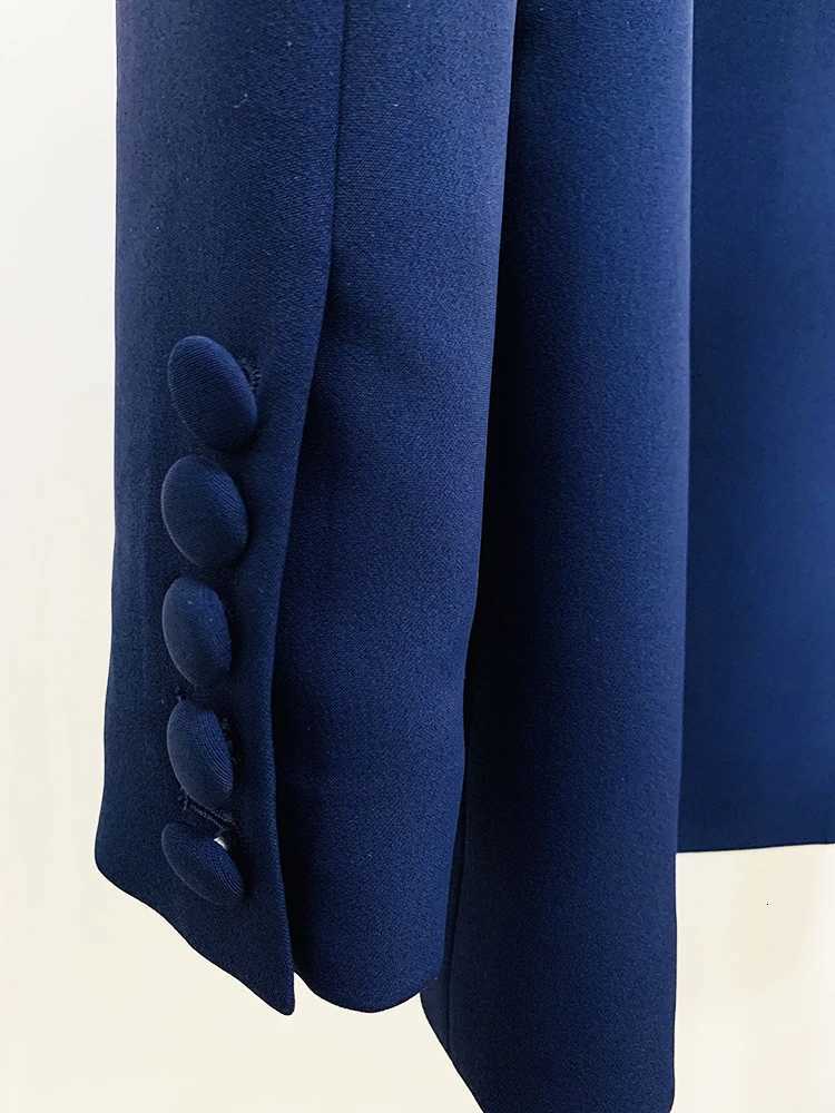 HIGH STREET Newest 2024 SS Runway Designer Suit Set Womens Leather Collar Belted Blazer Pencil Pants Set 2pcsT251022