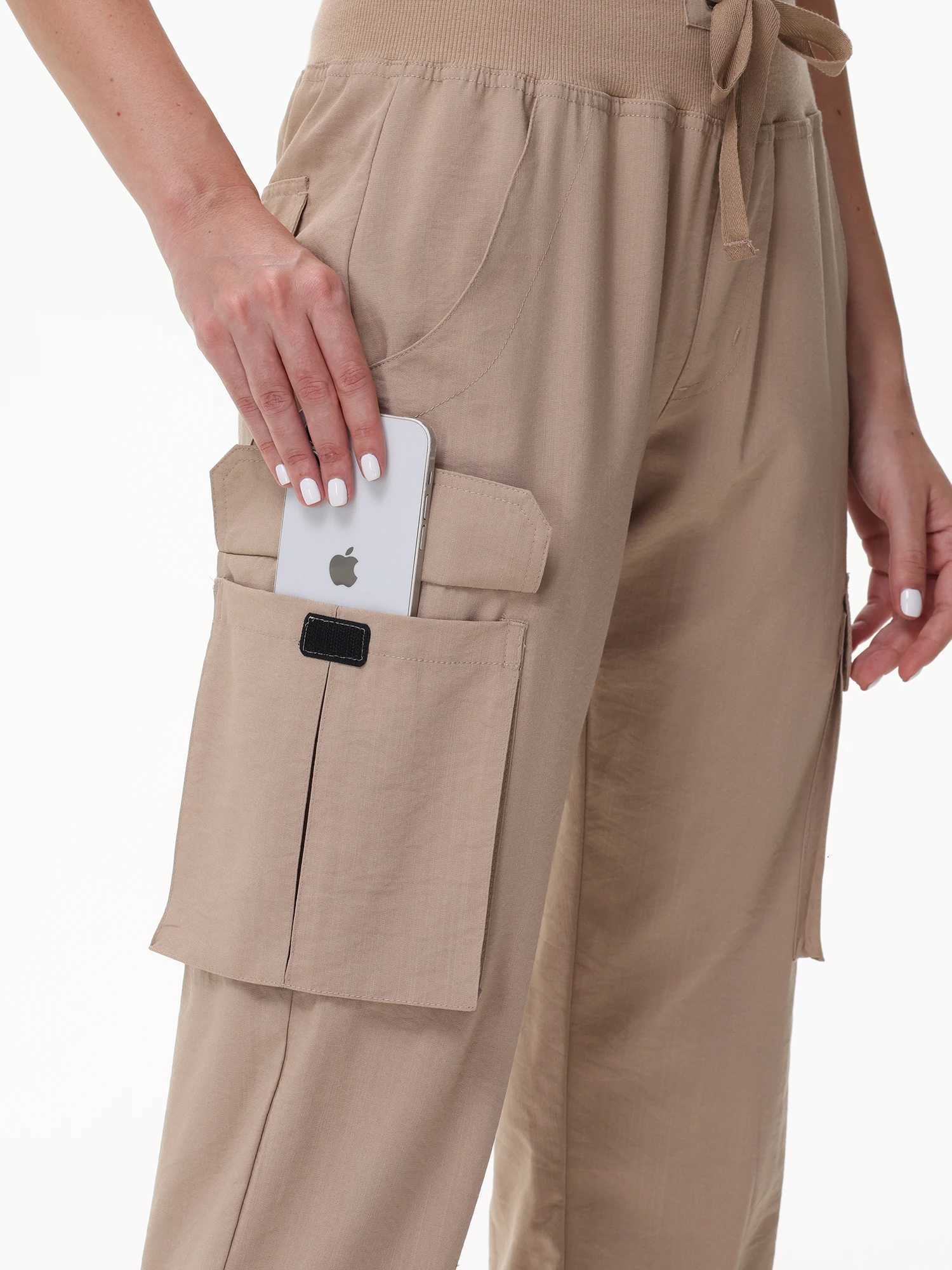 Women Cropped Trousers Jogger Pants Lightweight Breathable Casual Yoga Pants Quality Cargo Sweatpants with 6 PocketsT251022