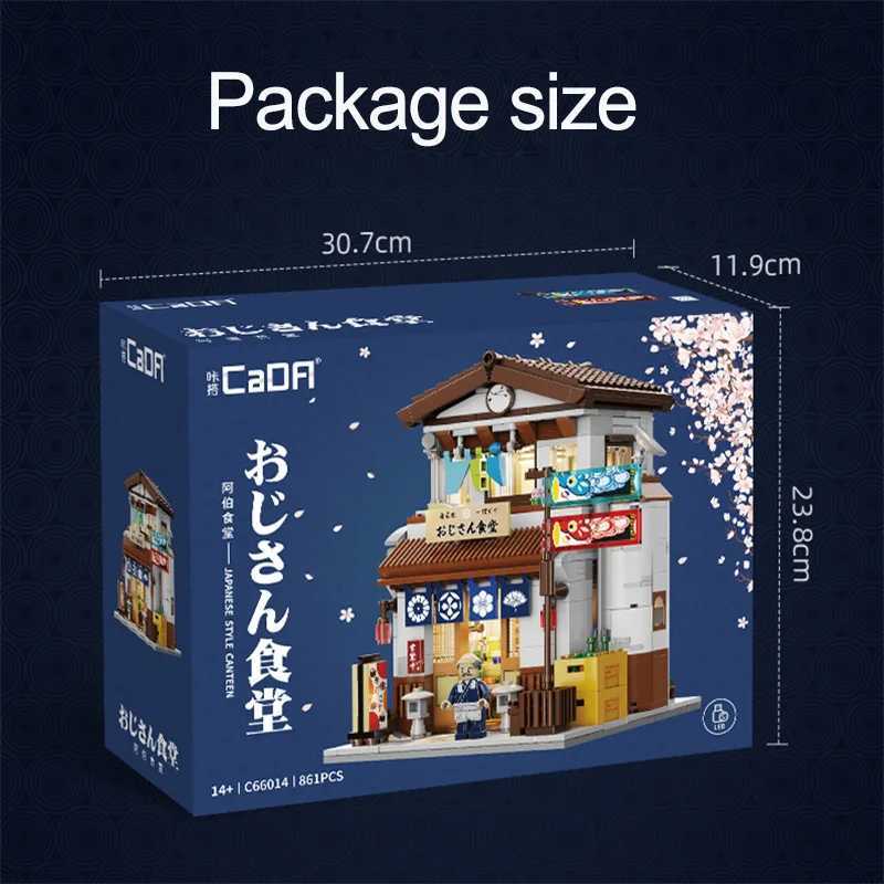 Cada LED City Japanese Style Canteen House Architecture Building Blocks Late Night Canteen Figures Bricks Toys for Kid Gifts J251022