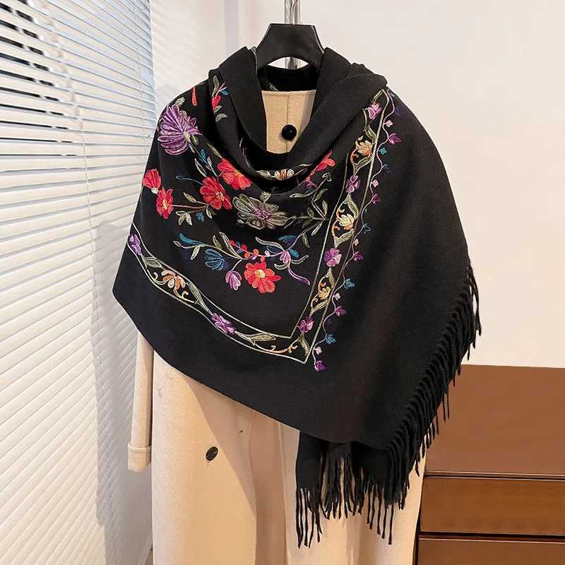 Luxury Winter Embroidery Cashmere Scarf Women New Design Warm Blanket Poncho Scarves Female Shawl Thick Foulard Bufanda J251118