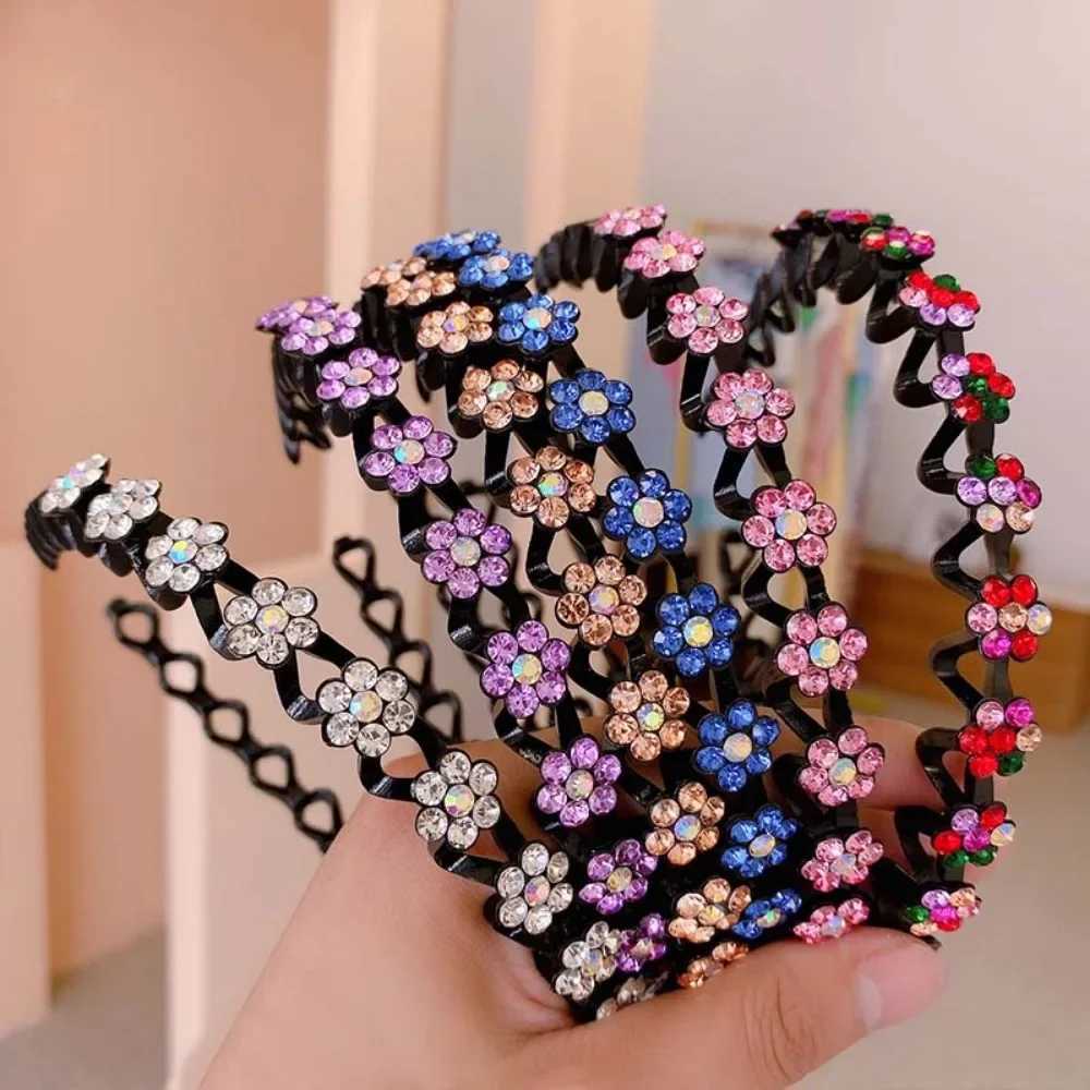 New Nonslip Rhinestone Headbands Solid Wave Hairbands for Women Girls Bezel Fashion Hair Hoop Ladies Boutique Hair Accessories V251022