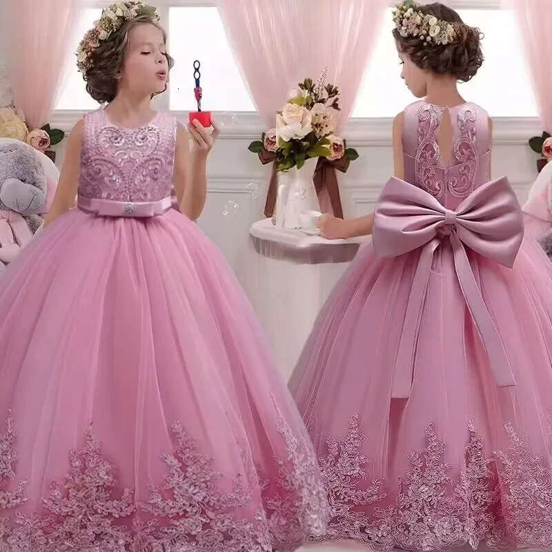 childrens dress 312 year old embroidered bow wedding dress girl princess dress girl birthday party evening Back Dew Bride dres 251021