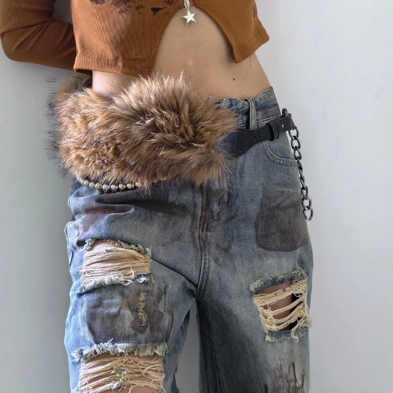 Furry Belt Y2k Belt Subculture Autumn Winter Retro AllMatch Plush Waist Chain Fur Waist Seal Girl Sexy Belt 251013