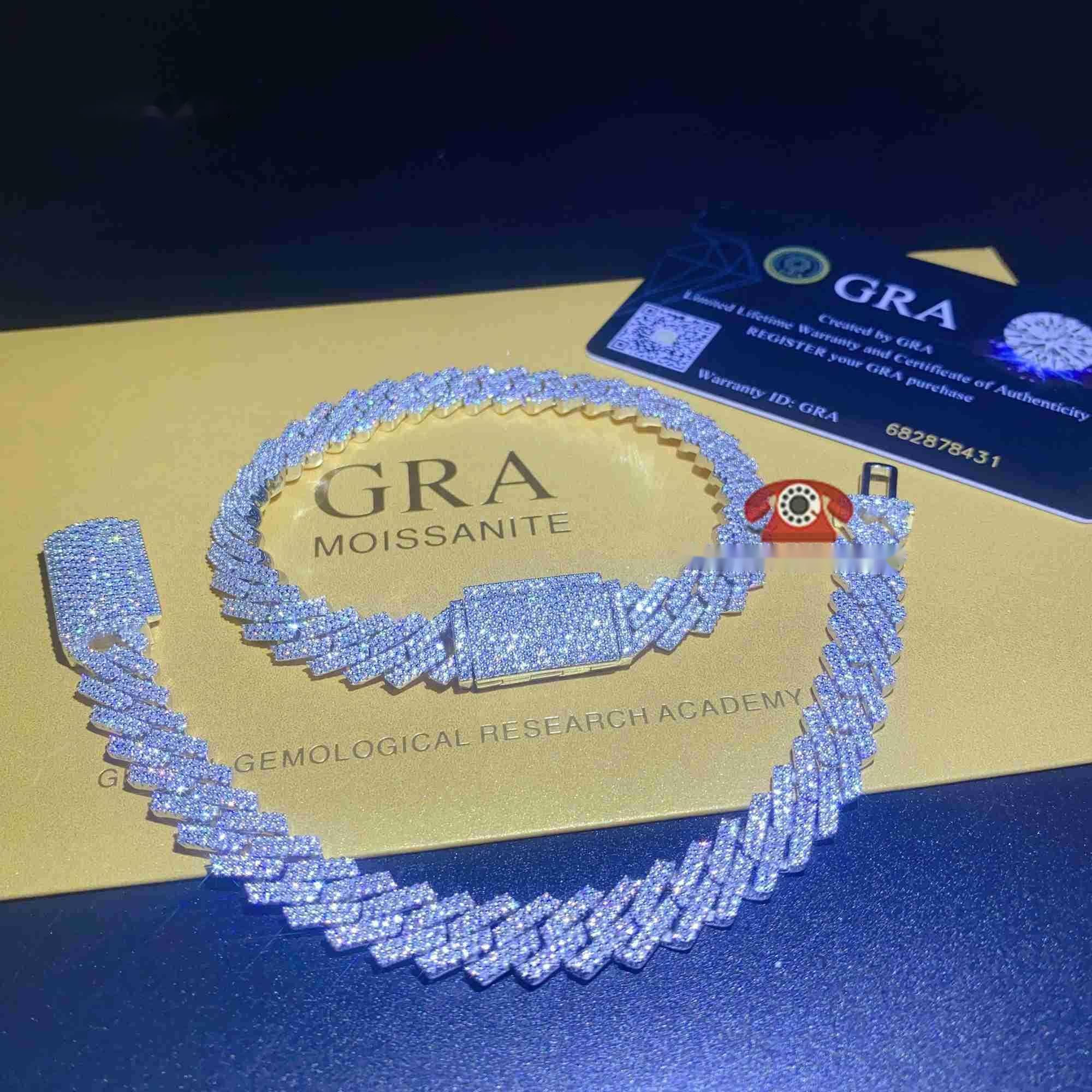 Top Seller Hip Mens Fine Jewelry 10mm 2rows Diamond Vvs1 Moissanite Cuban Bracelet 925 Sterling Silver