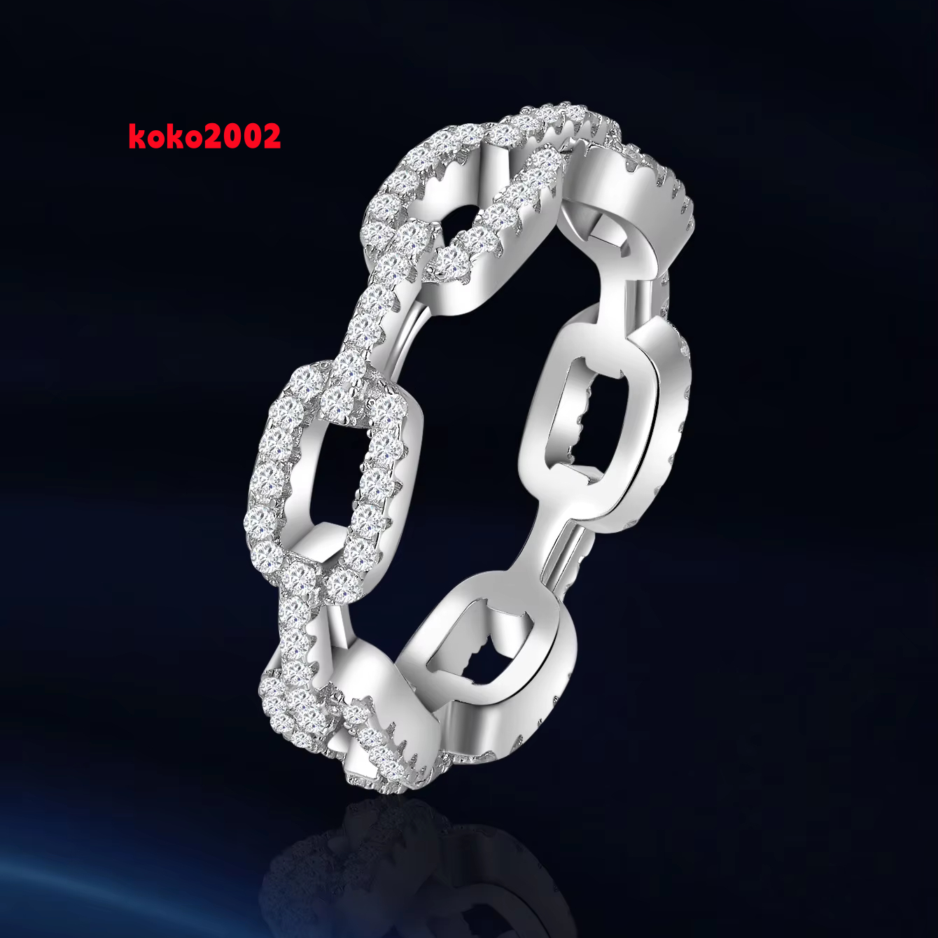 Aivenchy Ladies Fine Link Ring Jewelry Rhodium Plated Lab Grown Diamond Women Moissanite S925 Sterling Silver Finger Ring