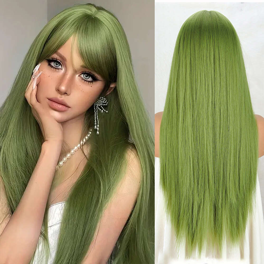 Fashion For Women 30Inch Light Blonde Bangs Long Straight Synthetic Wig