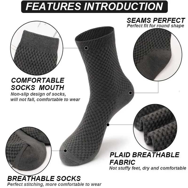 10PairsMens Bamboo Fiber Socks Classic Business Office Stockings Breathable Deodorant Feet Mens Dress Socks Plussize EU3945 W251022