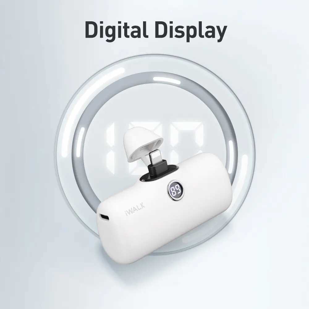 IWALK Capsule Pocket Mini Power Bank Portable 4800mAh Fast Charging Power Bank Digital Display Suitable for iPhone Lightning J251114