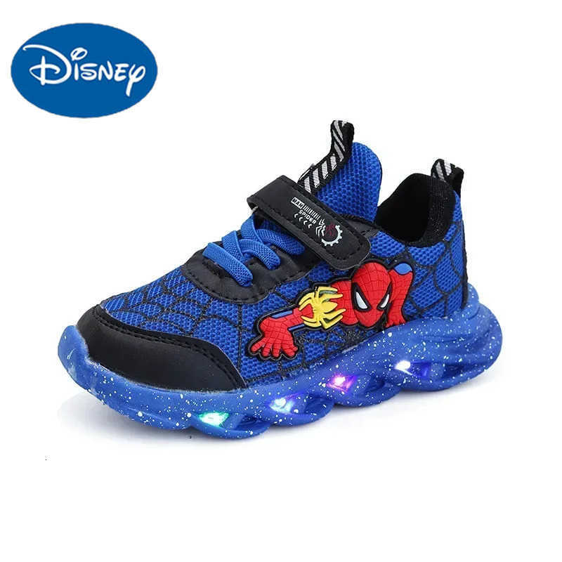 Disney LED Casual Sneakers Red Black For Spring Boys Spiderman Mesh Outdoor Shoes Children Lighted Nonslip Shoes Size 2130 H251022