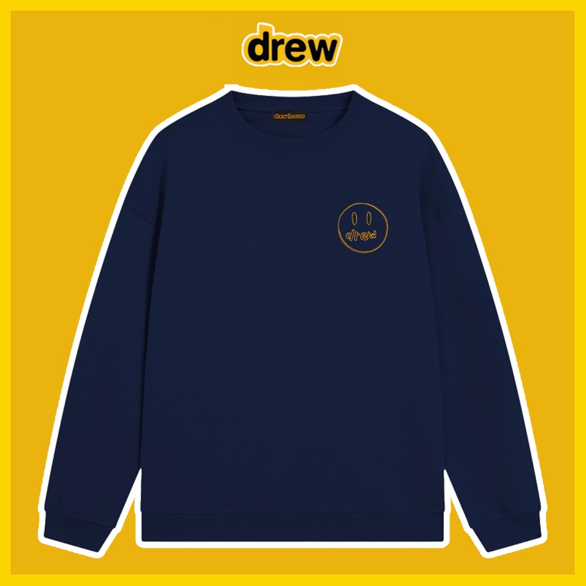 Drew House Smiley Face Embroidered Waffle Justin Bieber Sweatshirts