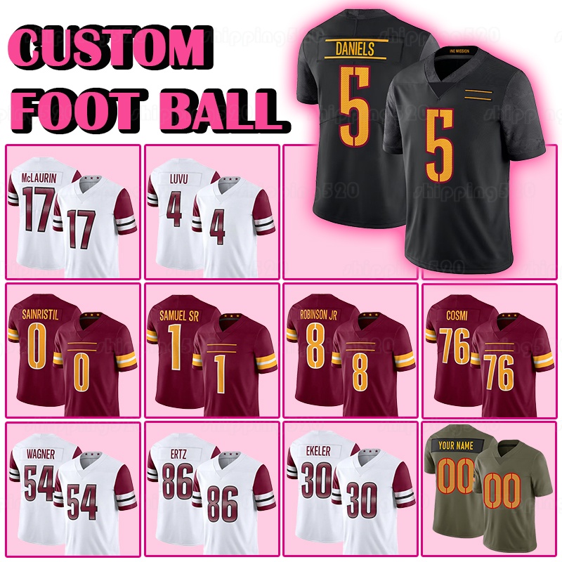 5 Jayden Daniels Football Jersey 17 Terry McLaurin 4 Frankie Luvu Mike Sainristil Deebo Samuel Sr Brian Robinson Sam Cosmi Bobby Wagner Zach Ertz Josh Conerly Jr