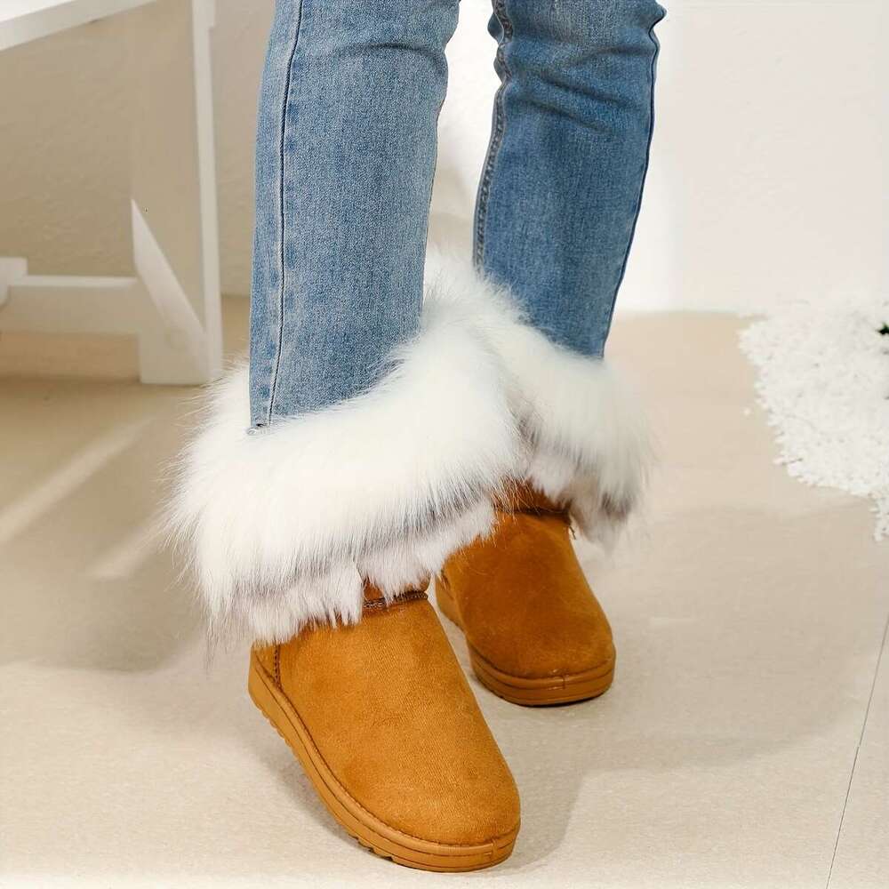 Women's Slip-On Lightweight Warm Ankle Boots With Plush Lining, Non-Slip Rubber Sole All-Season Casual Shoes For Everyday & Formal Outfits - Easy