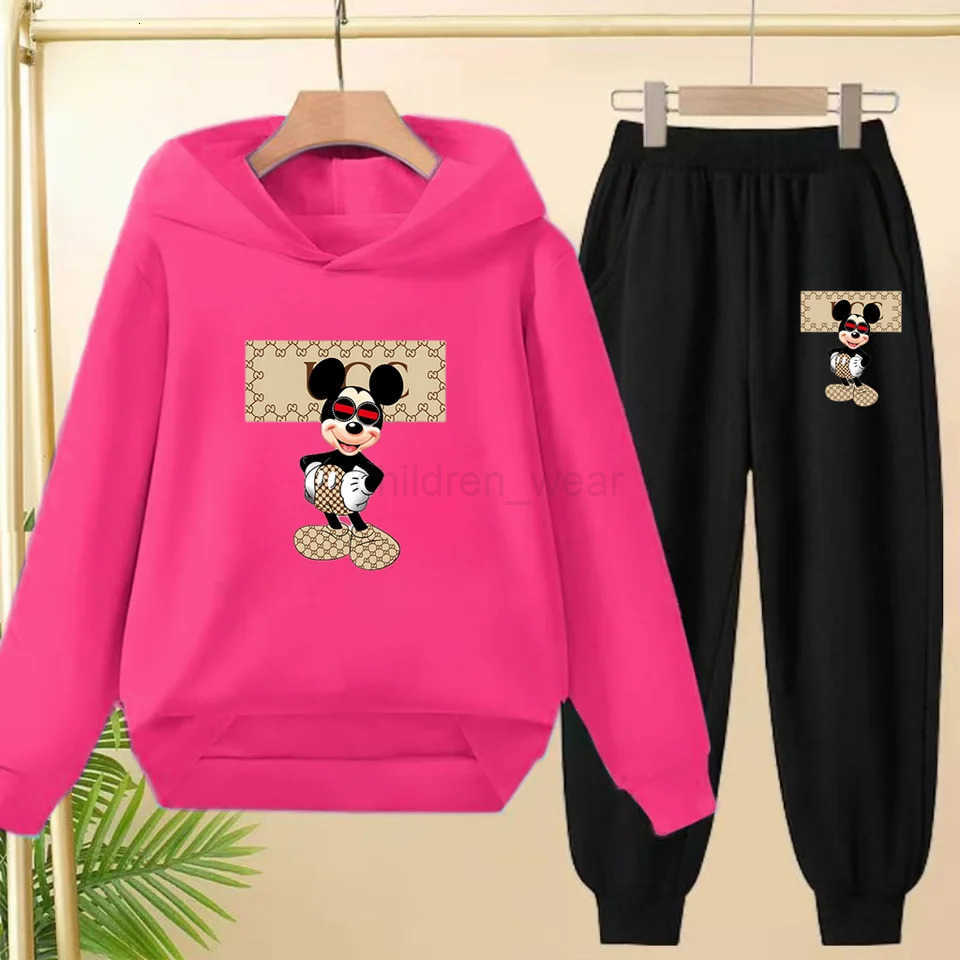 Disney Childrens Mickey Mouse Anime Hoodie Boys Girls 312Yrs Clothing Charming Casual SweatshirtPants 2P Sunshine Leisure Sports Set H251022