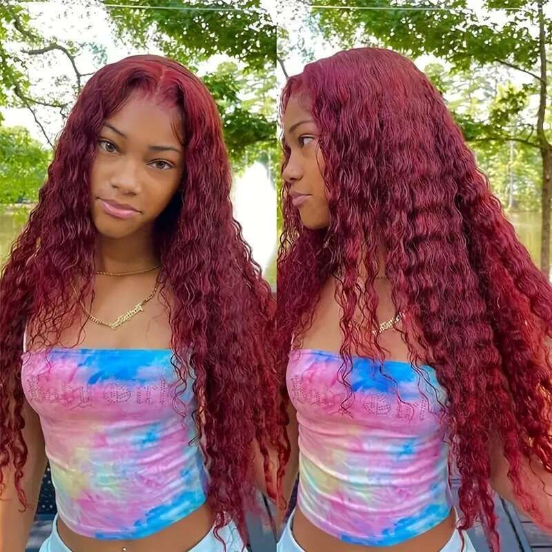 13*4 Lace Front With Small Curls, Middle Part, Long Curly Hair, Synthetic High-Temperature Fiber Wig