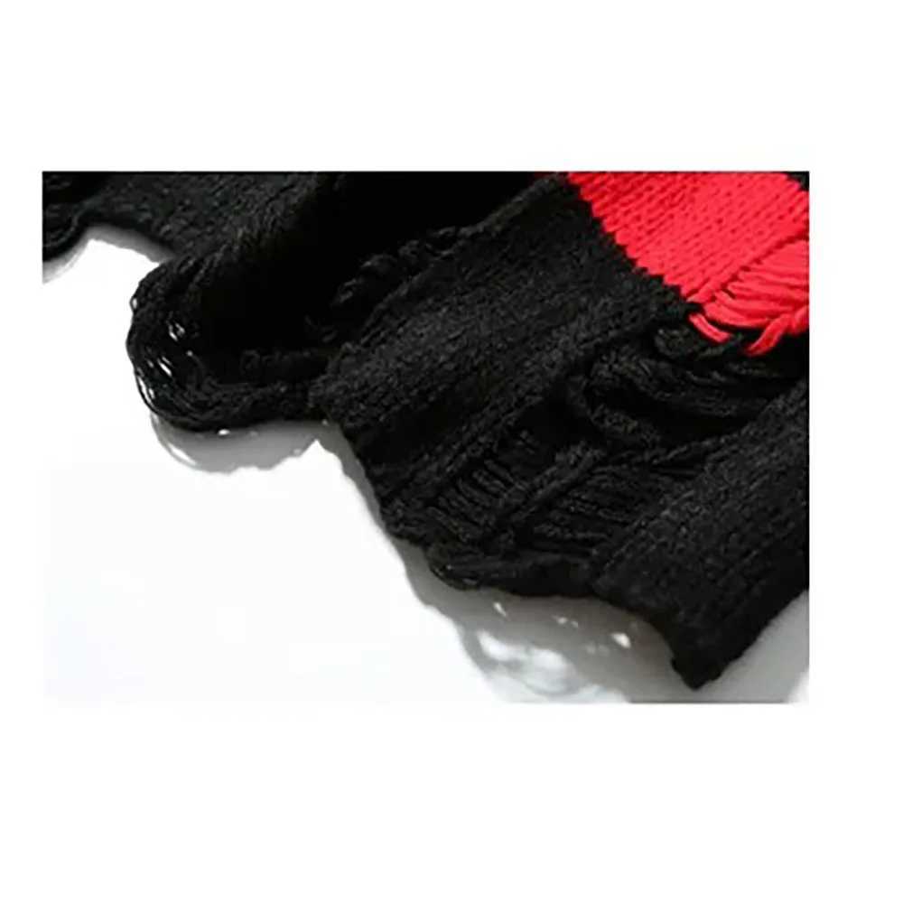 Autumn Winter Color Blocking Stripe Sweaters Destroyed Ripped Design Fashion Sweater Mens Pullover Knitwear Oversize StreetwearXJ251022