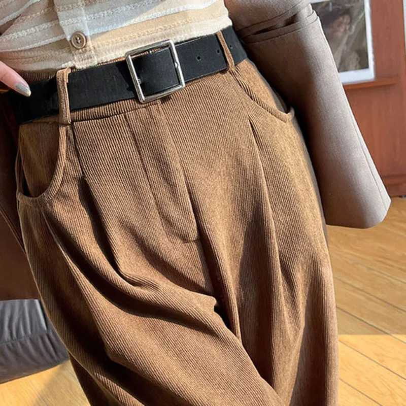 Womens Pants Autumn Winter Corduroy High Waist Wide Leg Pants for Women Casual Trousers Female Straight Pants Women Clothes NewT251022
