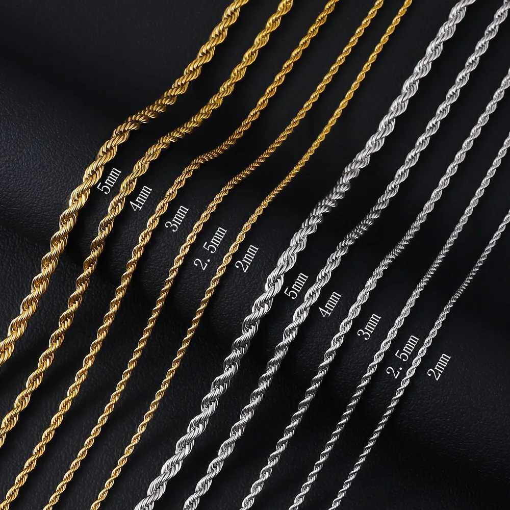 HNSP Stainless Steel Twist Rope Chain Necklace For Women Men Neck Jewelry Pendant Accessories V251022