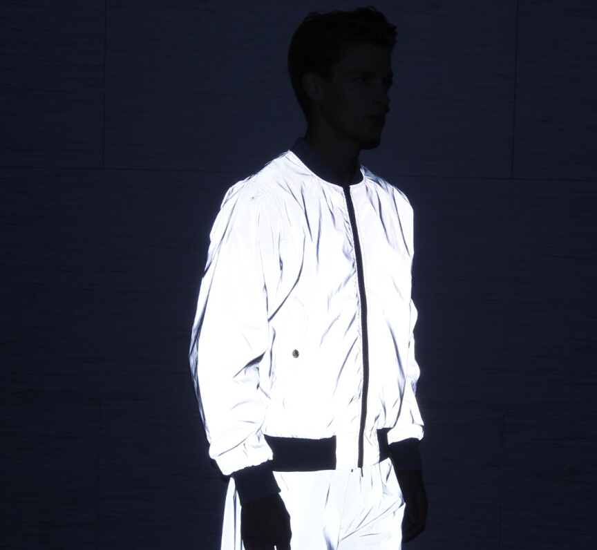 Men's Padded Reflective Flying Jacket Winter Cross-border High Street Fashion Baseball Uniform Coat Plus Size Casual Zipper Pocket Style Short Ja