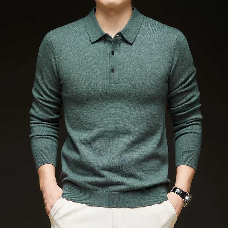 7 Colors Business Mens Sweater Knitwear Autumn Winter Casual Lapel Buttons Polo Shirt Korean Fashion Male Tops Pullover NewXJ251022
