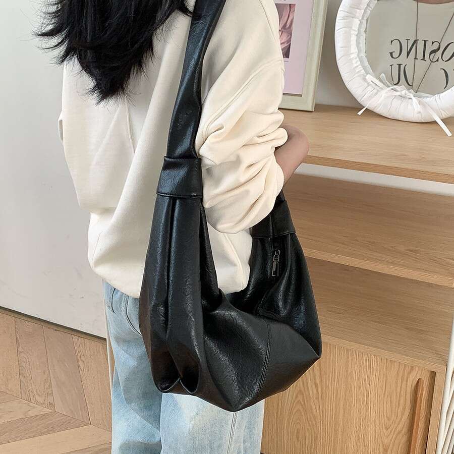 Korean Version New Single Shoulder Student Niche Design Commuting Crossbody For Women Large Capacity Versatile Soft Leather Dumpling Bag B5