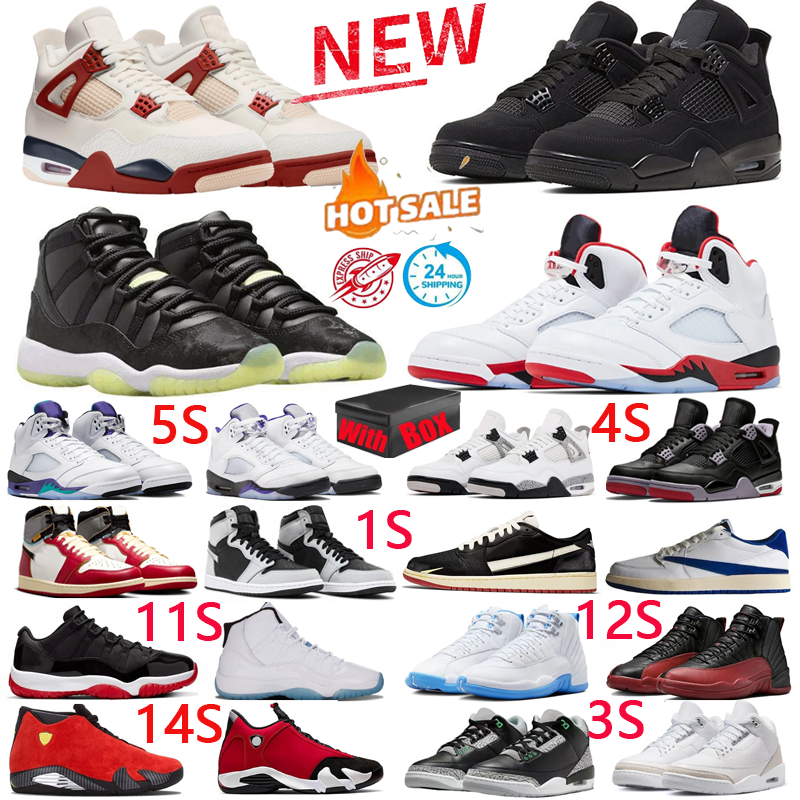 with box new designer Basketball Shoes 4s Army Green Orange Cement 5s Fire Red Black 10s Steel 14s red 11s Grand Finale 12s French Blue melo 1s sky pink Backboard 8s White