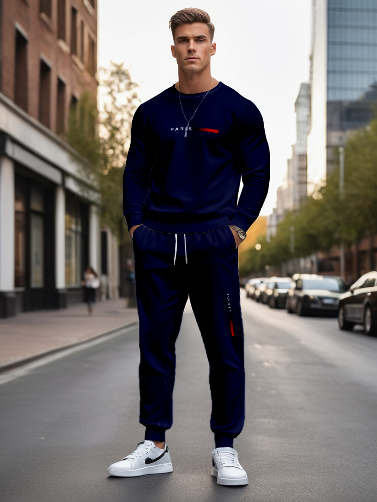 Men's Ankle-Length Knitted Cotton Blend Long Sleeve Sweatshirt Brown round Neck Casual T-Shirt Comfortable Outdoor Wear - YLWY00133