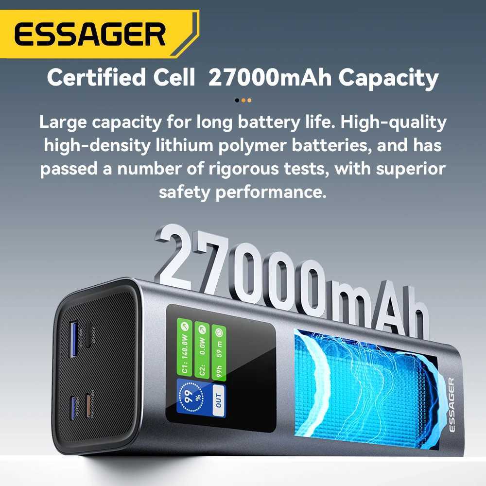ESSAGER 140W Power Bank 27000mAh PD31 Super Fast Charging Digital Display Portable PowerBank for Macbook Laptop iPhone 17 16 15 J251114