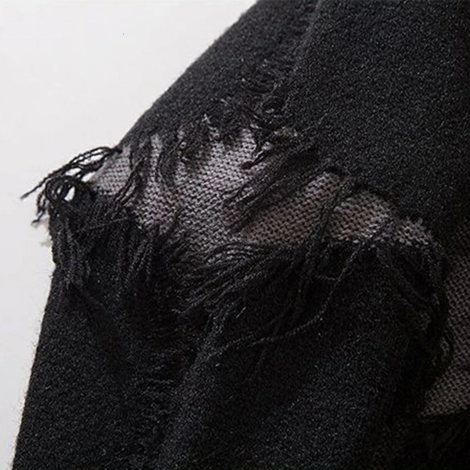 Skulls Sweaters Gothic Punk Black Ripped Sweater Knitted Pullover Jumper Harajuku Oversized Y2K Streetwear Sweater Unisex 251020