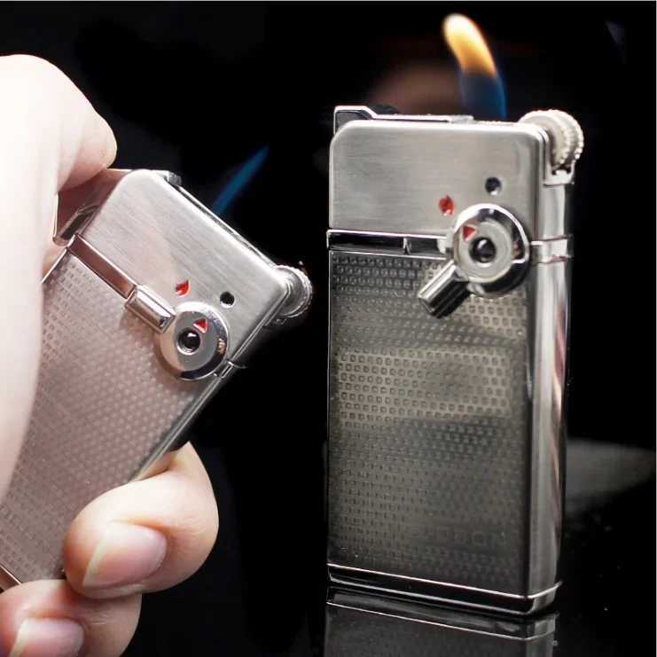 Cigar Punch Lighters Refillable Windproof Lighters Gentlemen Double Jet Flame Cigarette Torch Lighter without gas C251022